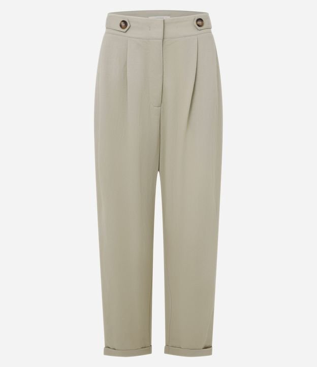 Pantalón Carrot Cintura Alta en Piquet con Cintas y Pliegues 5