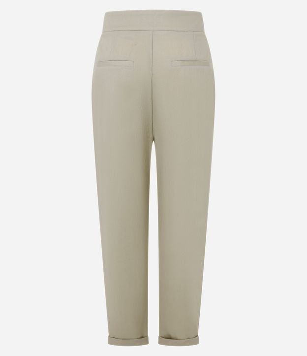 Pantalón Carrot Cintura Alta en Piquet con Cintas y Pliegues 6
