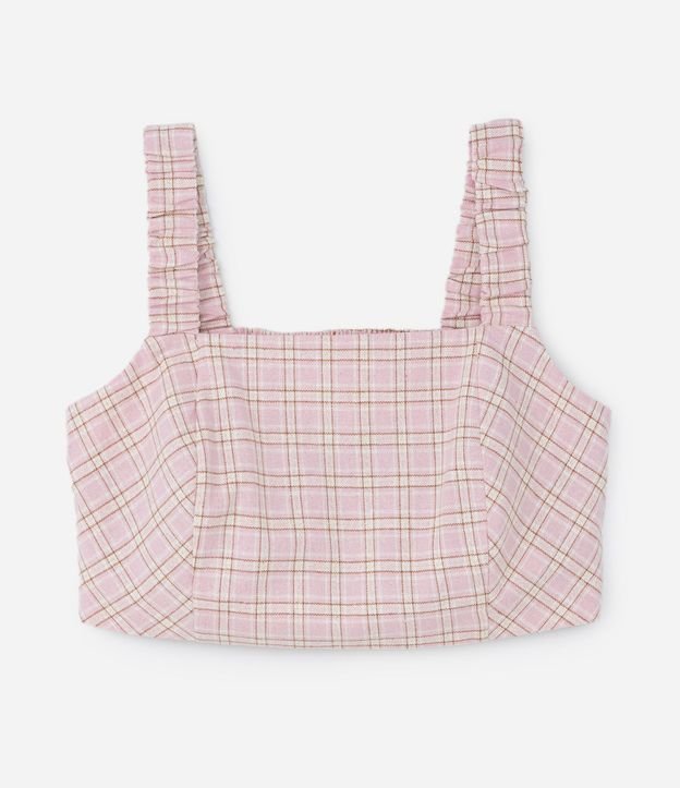 Top Cropped en Tweed de Cuadros Curve & Plus Size 6