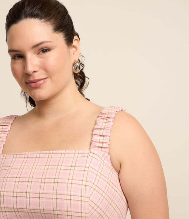 Top Cropped en Tweed de Cuadros Curve & Plus Size 5