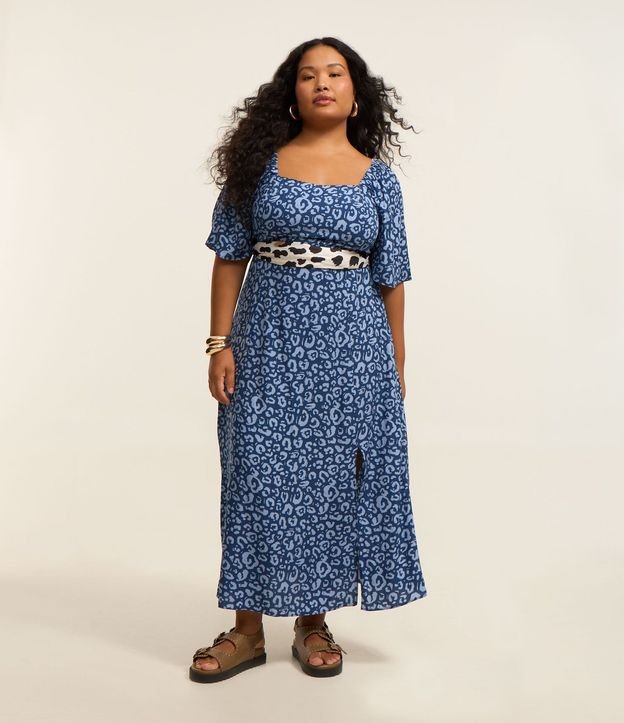 Vestido Midi en Chalis con Estampa Leopardo Curve & Plus Size
