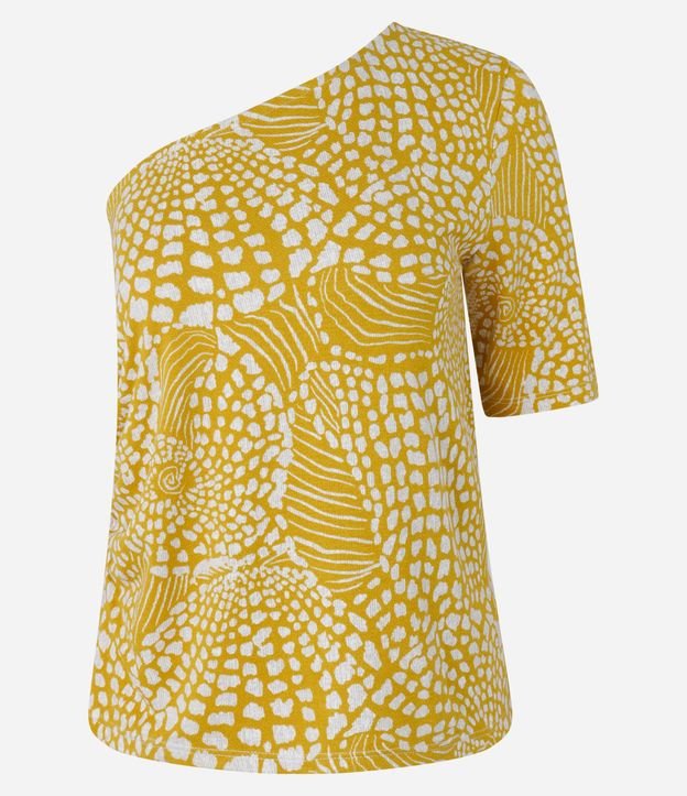 Blusa Hombro Único en Viscosa con Estampa Caracoles