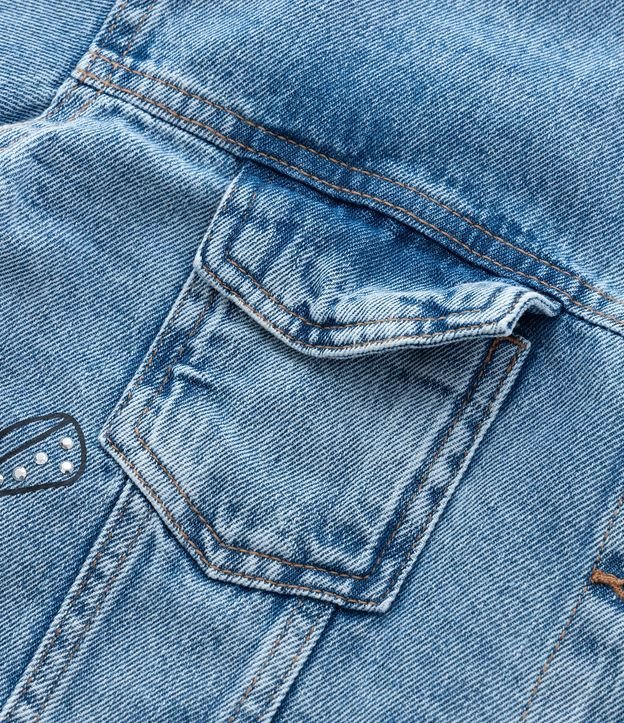 Campera Corta Infantil en Jean con Brillos Aplicados - Talle 5 a 14 años 6