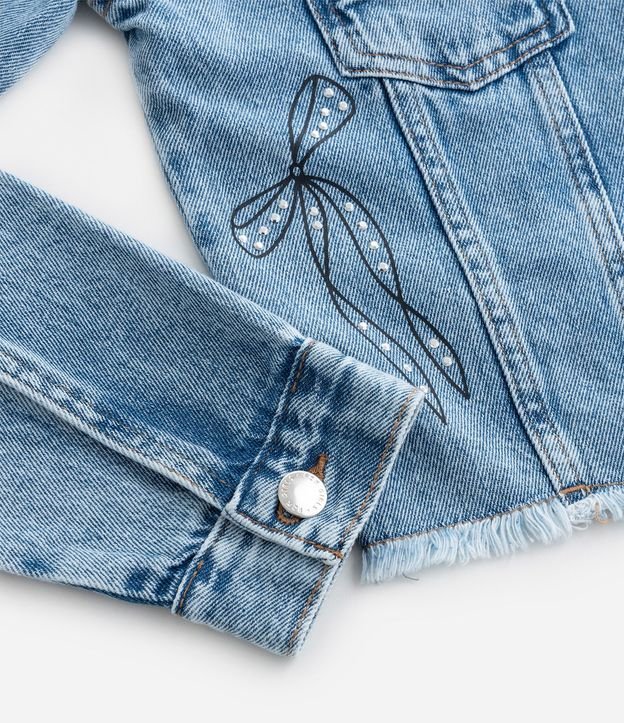 Campera Corta Infantil en Jean con Brillos Aplicados - Talle 5 a 14 años 7