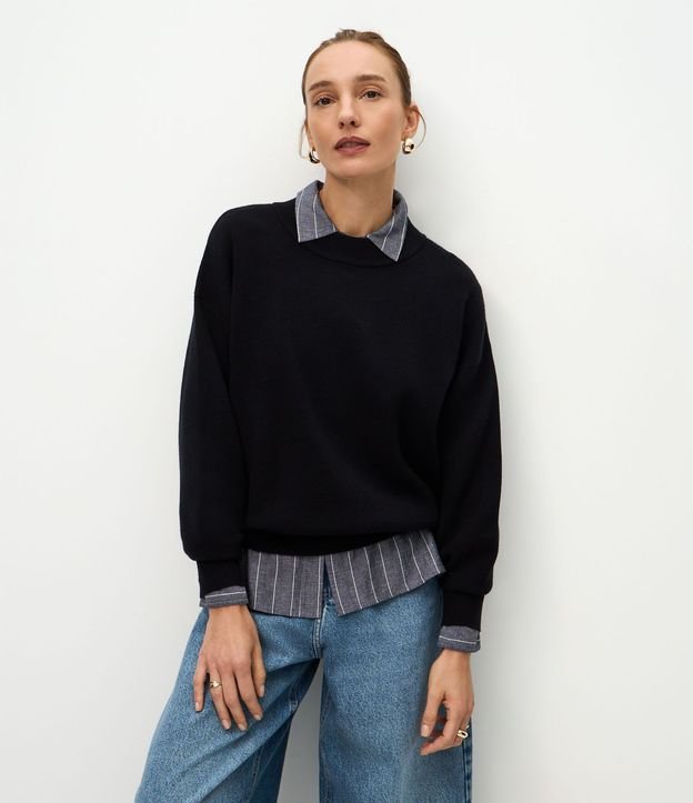Buzo Suéter en Tricot con Puño Ajustado 1