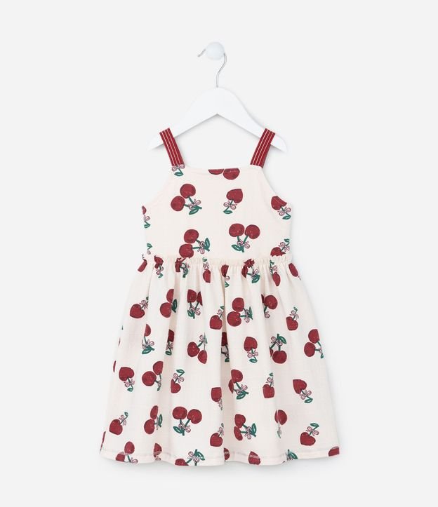 Vestido Infantil en Algodón con Estampado de Cerezas - Talle 1 a 6 años 2