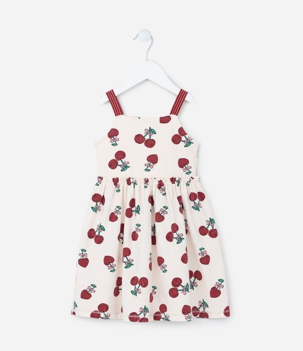 Vestido Infantil en Algodón con Estampado de Cerezas - Talle 1 a 6 años 3