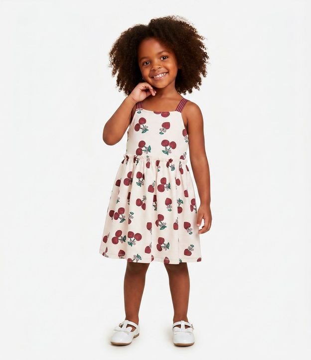 Vestido Infantil en Algodón con Estampado de Cerezas - Talle 1 a 6 años 1