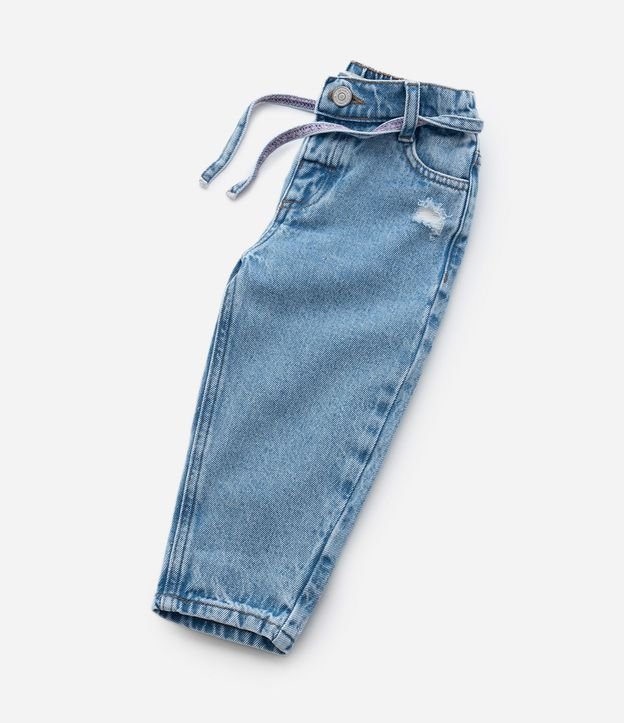 Pantalón Mom Infantil en Jeans con Lazo en la Cintura - Talle 1 a 6 años 6