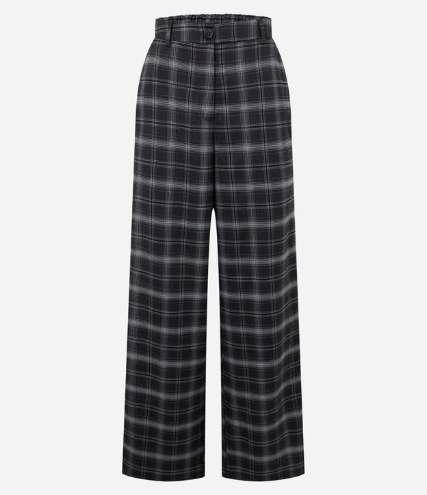 Pantalón Pantalona en Sastrería de Cuadros con Cintura Elástica 4