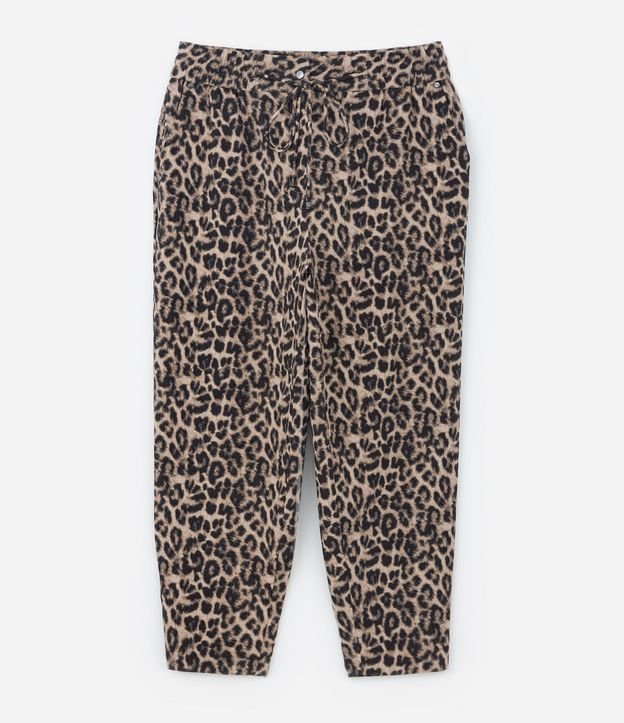 Pantalón Pijama en Crepé Estampa Animal Print Curve & Plus Size