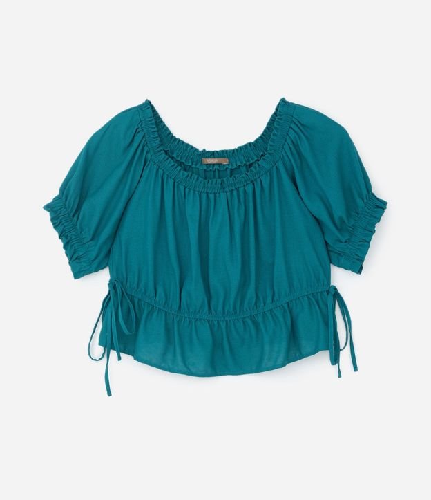Blusa con Lino Manga Abullonada y Amarraciones Curve & Plus Size 5