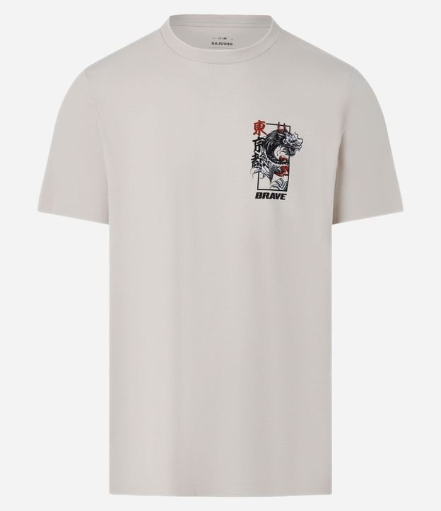 Remera Regular en Algodón con Estampa de Dragón Oriental 5