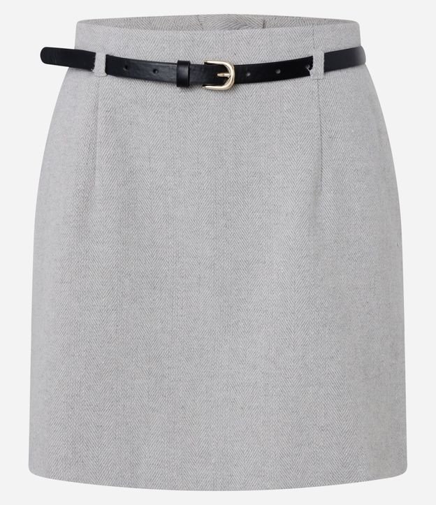 Short Pollera Sastrería en Polivelour con Cinturón Estrecho de PU 6