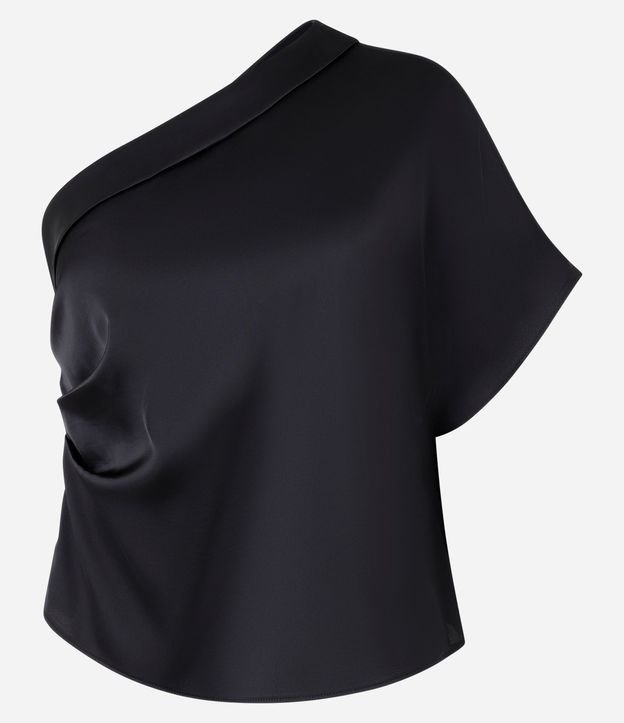 Blusa en Crepé con Drapeado Lateral y Hombro Único 6