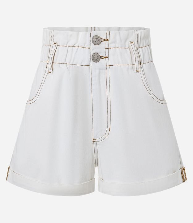 Short Baggy en Sarga con Cintura Doble y Elástico en la Cintura