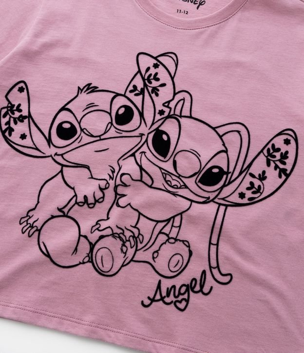 Remera Corta Infantil con Estampa Stitch y Angel - Talle 5 a 14 años 5