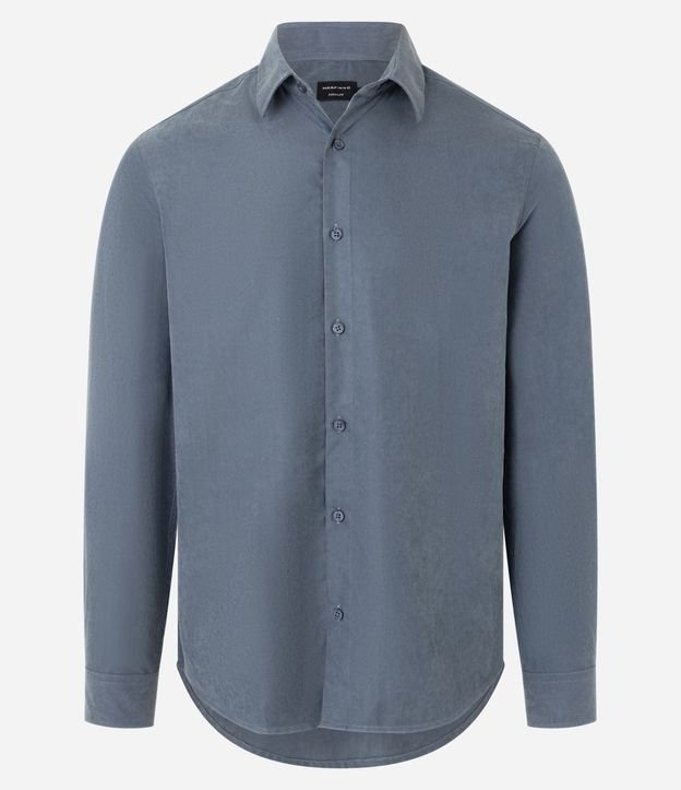 Camisa Regular en Sarga con Abotonado