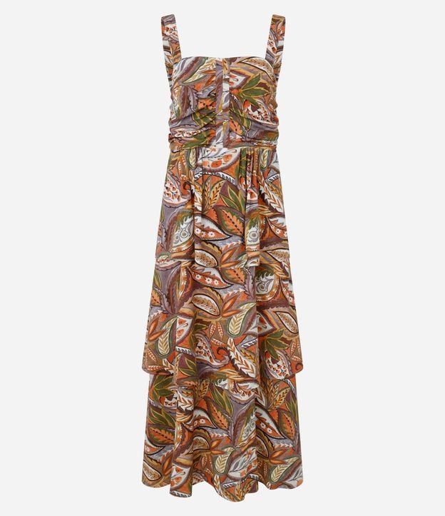 Vestido Western Evasê Midi en Viscosa con Estampa Follaje 9