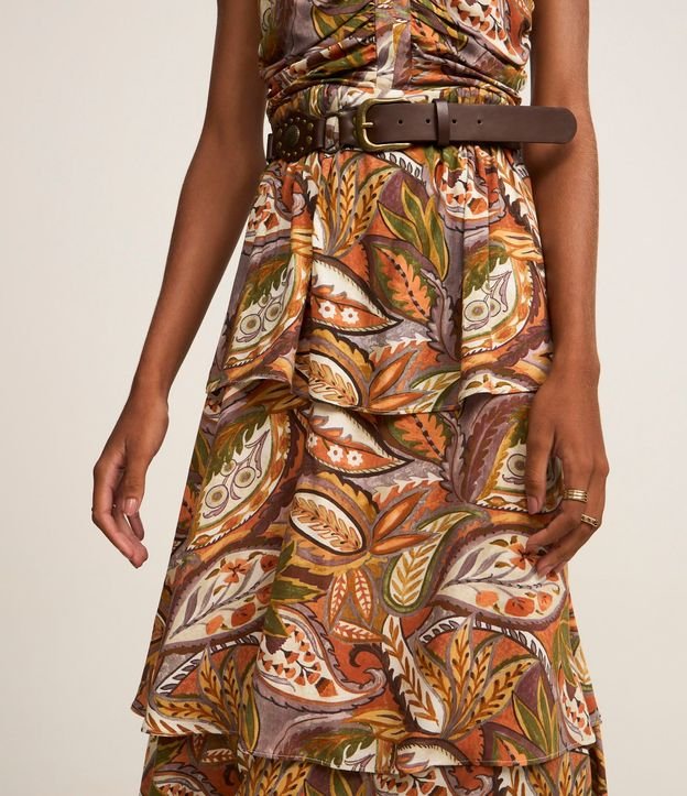 Vestido Western Evasê Midi en Viscosa con Estampa Follaje 5