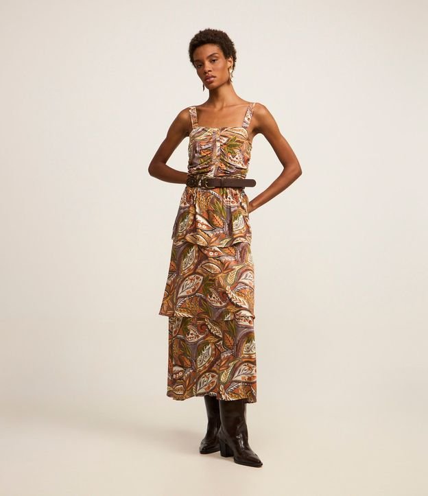Vestido Western Evasê Midi en Viscosa con Estampa Follaje 6