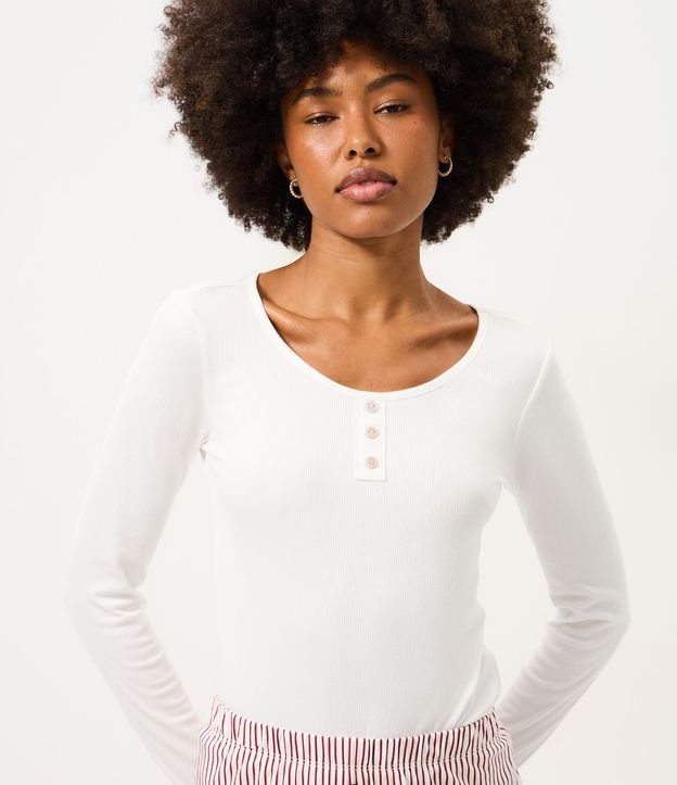 Blusa Pijama Acanalada con Botones en el Cuello Redondo 1