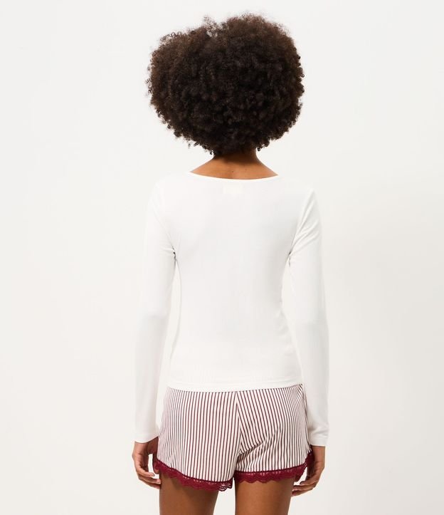Blusa Pijama Acanalada con Botones en el Cuello Redondo 3