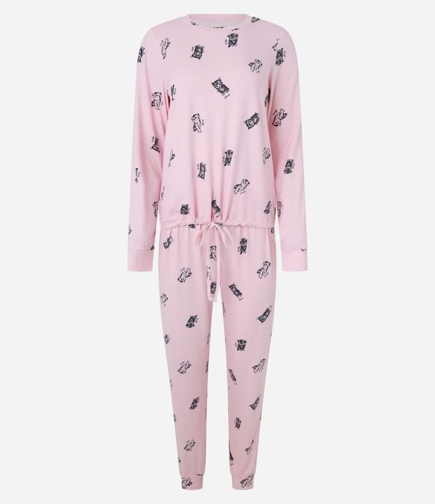 Pijama Largo con Estampa de Gatitos