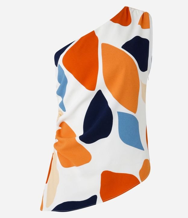 Blusa Hombro Único con Bajo Asimétrica y Estampa Abstracta 5