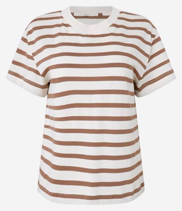 Remera Manga Corta en Algodón con Rayas Verticales y Cuello Redondo 5