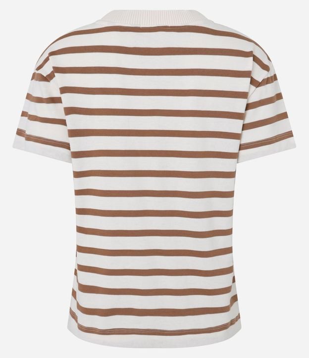 Remera Manga Corta en Algodón con Rayas Verticales y Cuello Redondo 7