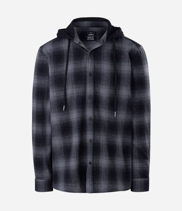 Camisa Comfort en Franela con Capucha Estampa de Cuadros 12