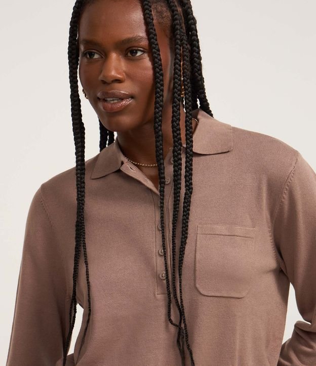 Blusa en Punto con Abotonado y Pequeño Bolsillo Solo 3