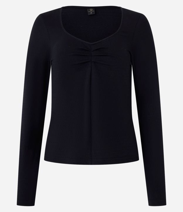 Blusa en Algodón con Fruncido en el Escote