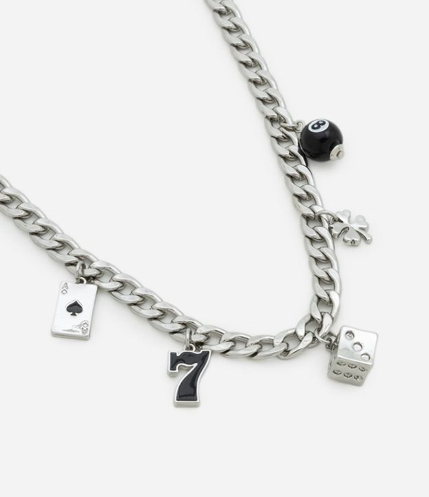 Collar en Metal con Cadena en Eslabones Gruesos y Colgantes de Casino 2