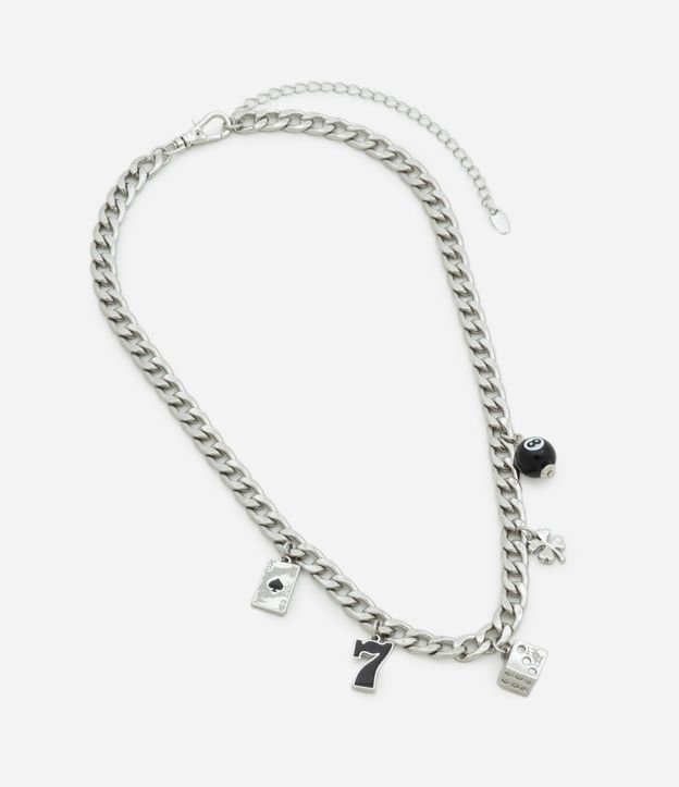 Collar en Metal con Cadena en Eslabones Gruesos y Colgantes de Casino 3