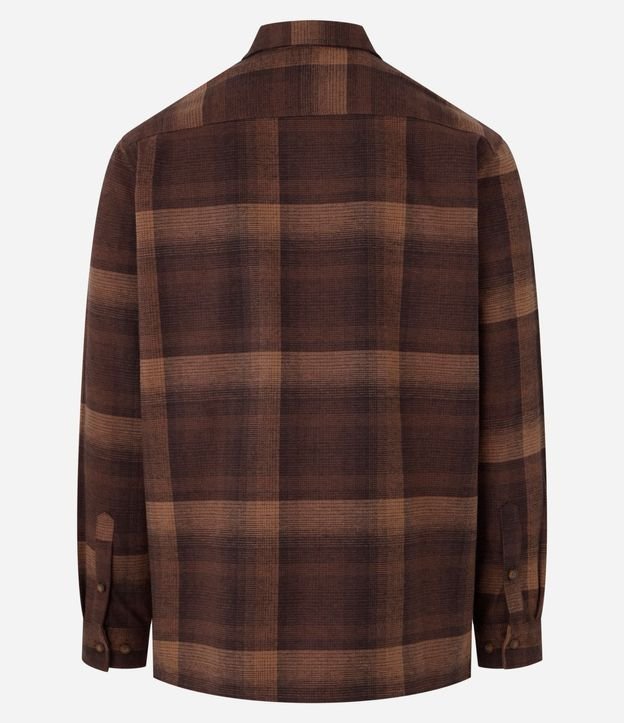 Camisa Regular en Algodón de Cuadros con Bolsillo y Manga Larga 5