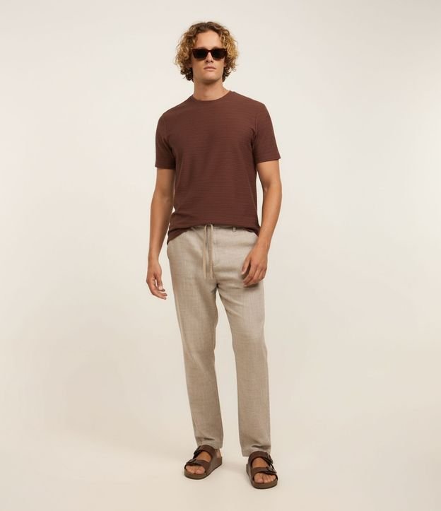 Pantalón Relaxed en Oxford de Algodón con Lazo en la Cintura
