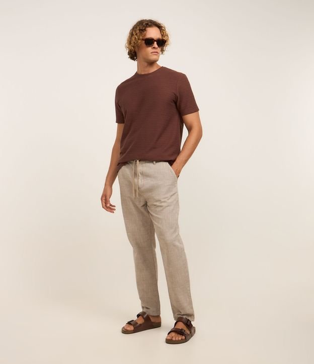 Pantalón Relaxed en Oxford de Algodón con Lazo en la Cintura 2