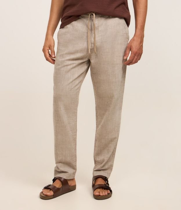 Pantalón Relaxed en Oxford de Algodón con Lazo en la Cintura 4