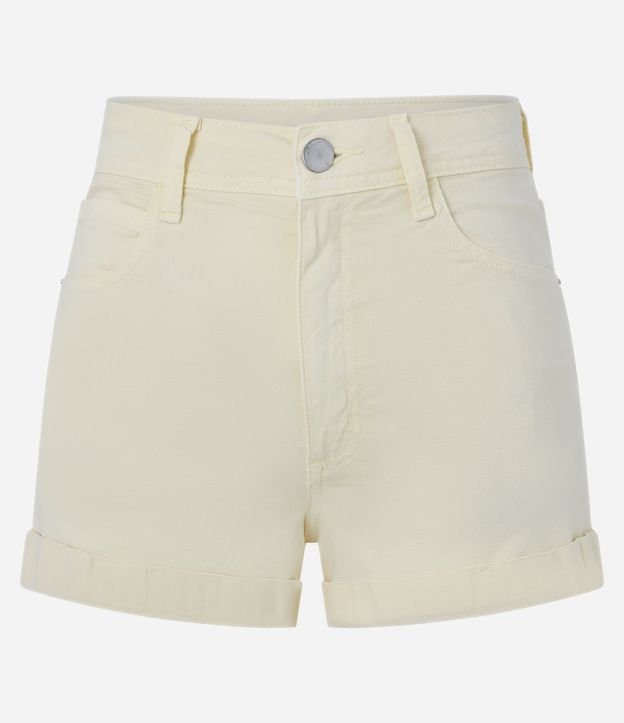 Short en Sarga con Cintura Alta y Bajo Plegado 2