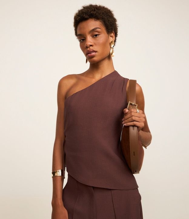Blusa Sastre Hombro Único en Viscosa con Regulador Lateral