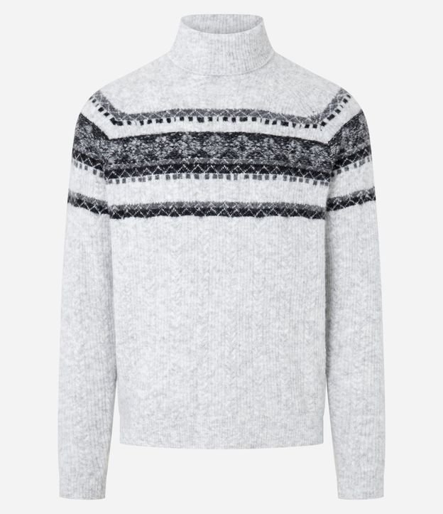 Sueter en Punto con Textura Jacquard y Estampa Étnica 4