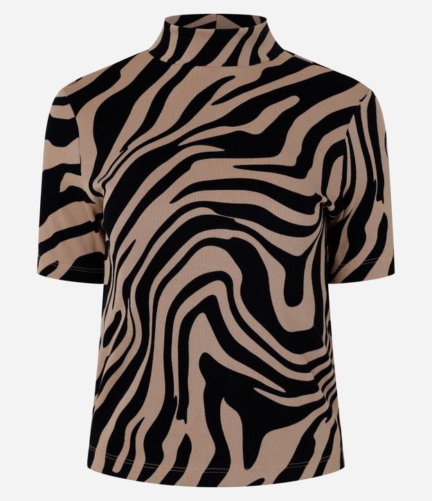 Blusa en Rib con Cuello Alto y Estampa Zebra 2