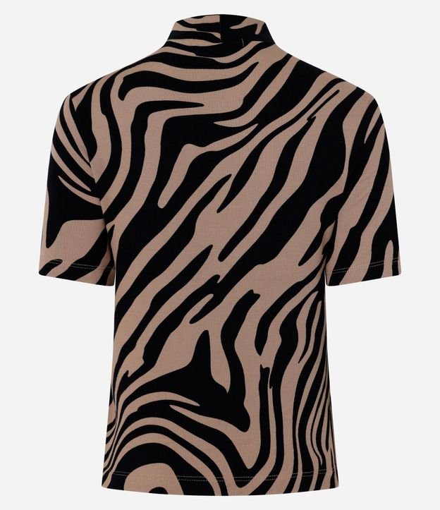 Blusa en Rib con Cuello Alto y Estampa Zebra 4