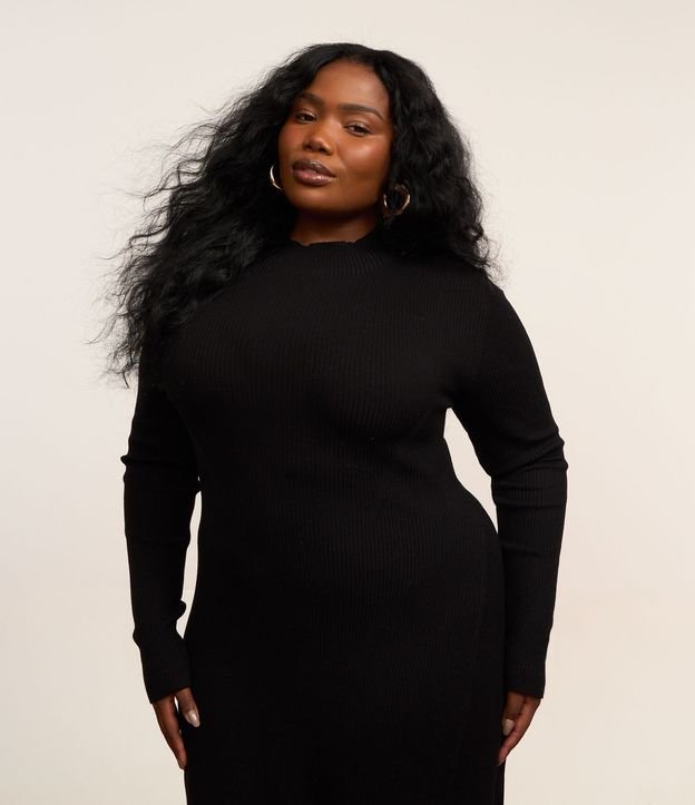 Vestido corto Evasê en Punto con Cuello alto Curve & Plus Size