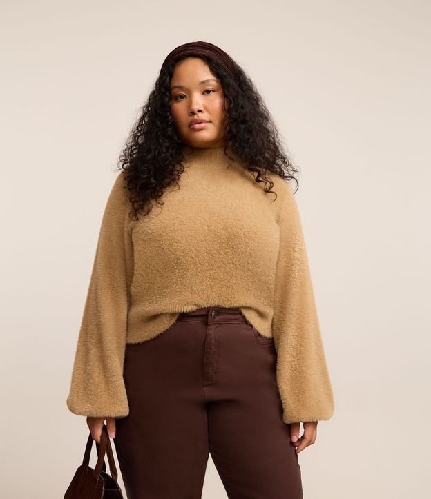 Suéter en Punto con Pelitos y Cuello Alto Curve & Plus Size