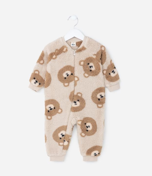 Mono Infantil en Fleece con Estampa de Ositos - Talle RN a 18 Meses