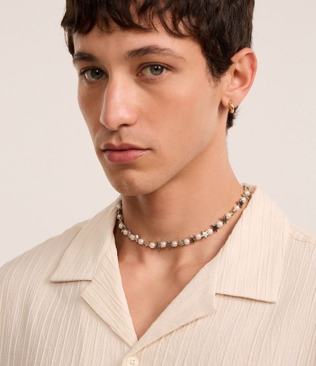 Collar Corto con Perlas Artificiales y Estrellas 2