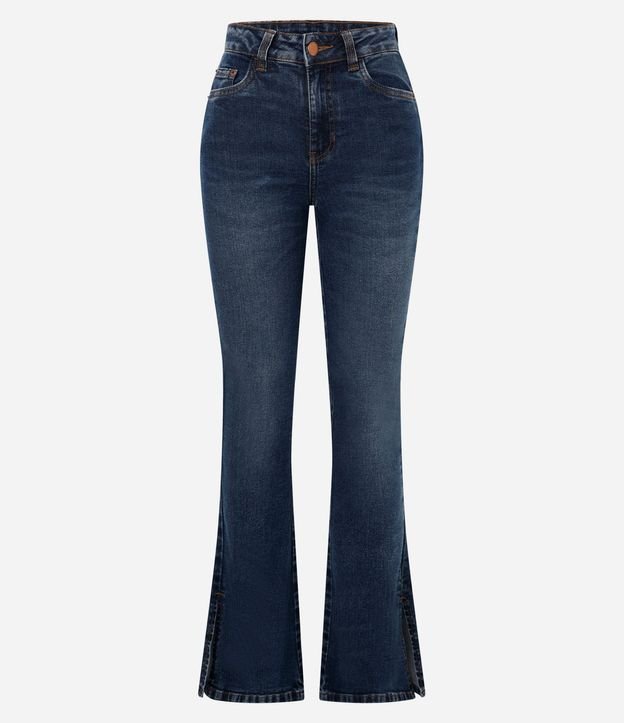 Pantalón Bootcut en Jeans con Cintura Alta y Fenda en la Parte baja